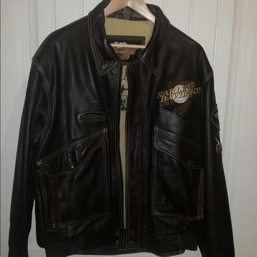 Heavy Dark Brown Harley Davidson Leather Coat